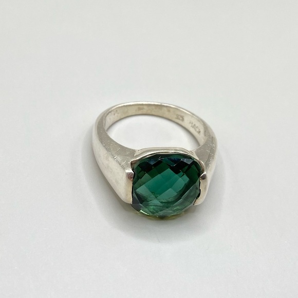 Bask Sterling Silver Green Gemstone Ring - Picture 3 of 8